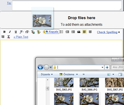 Gmail sürükle bırak - drag and drop